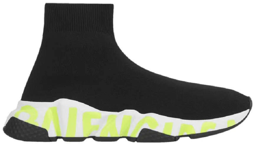 Giày Balenciaga Wmns Speed Sneaker 'Midsole Graffiti Black Fluo Green' 605942 W05GY 1935