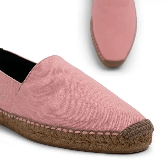 Giày Saint Laurent Embroidered Espadrilles In Canvas Pink 60595112N815564 - Ảnh 4