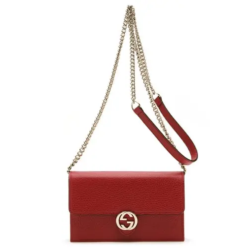 Túi Gucci Leather GG Chain Shoulder Bag Messenger Bag Red 510314 CAO0G 6420 - Ảnh 4