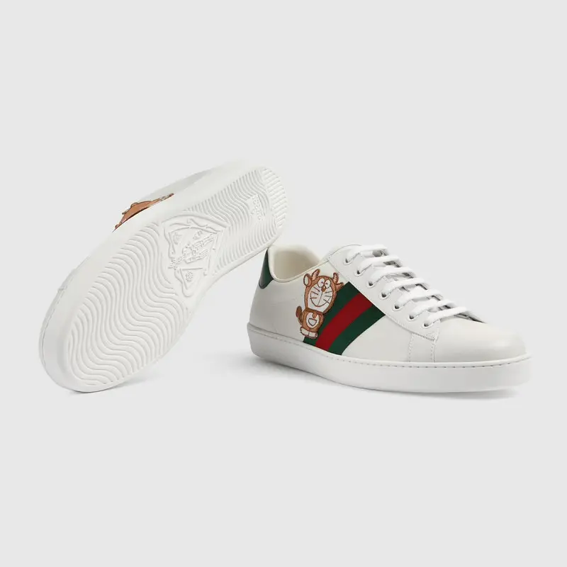 Alternative view of Giày Doraemon x Gucci Ace 'Ivory Devil Patch' 655060-0FIU0-9091