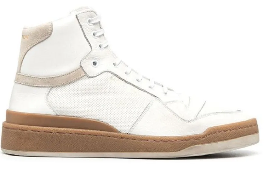 Giày Saint Laurent SL24 Mid Top Sneaker Beige White 61061804GA09298