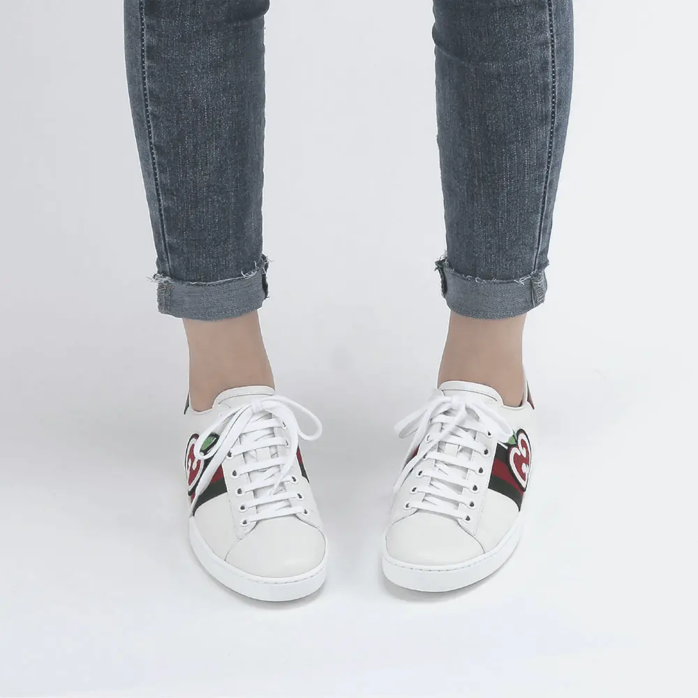 Giày Gucci Wmns Ace Low 'GG Apple Patch White' 611377-DOPE0-9064 - Ảnh 4