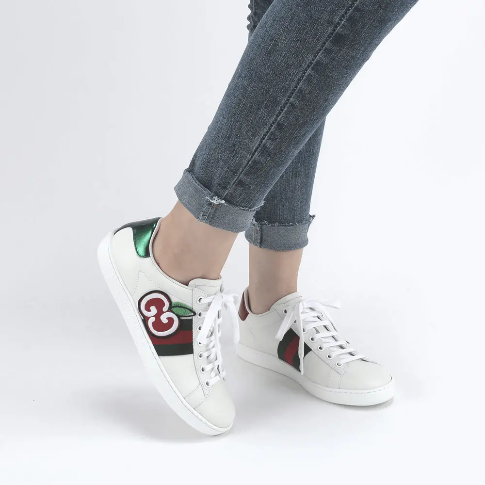 Giày Gucci Wmns Ace Low 'GG Apple Patch White' 611377-DOPE0-9064 - Ảnh 5