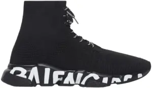 Giày Balenciaga Speed Lace Up Graffiti 'Black White' 617251W2DB71006