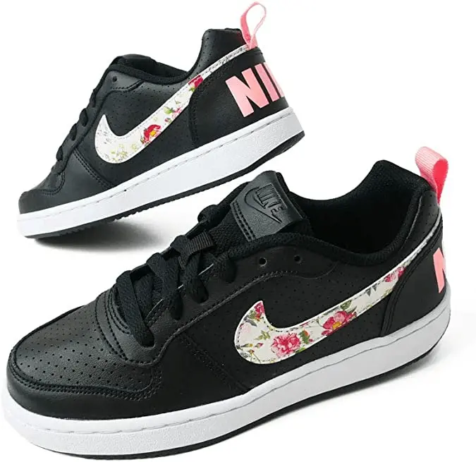 Giày Nike Court Borough Low VF GS 'Floral Swoosh - Black' BQ7031-001 - Ảnh 4