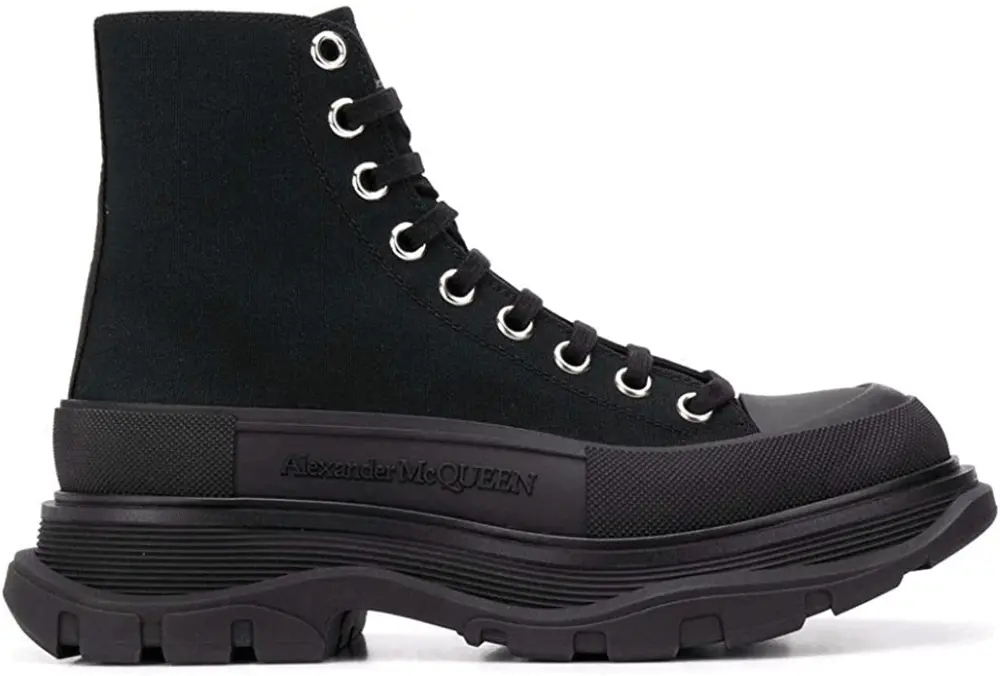 Giày Alexander McQueen Wmns Fashion Black Fabric Hi Top 611706-W4L32-1000