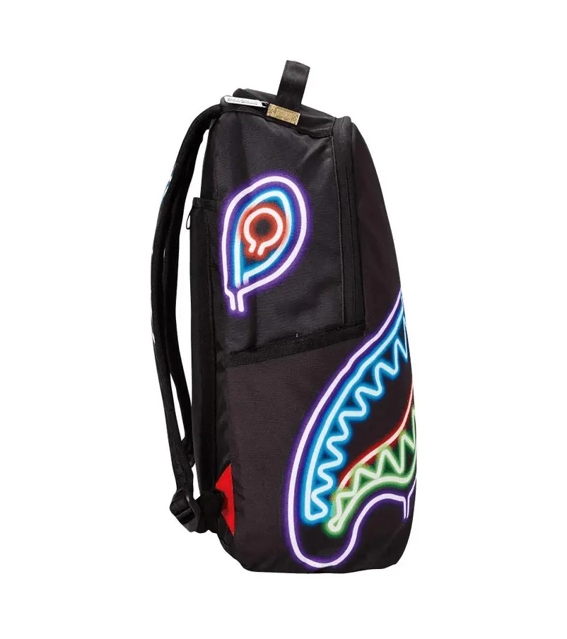 Balo Sprayground Neon Line Printed Shark Black Back Pack B07TXLK65R - Ảnh 4