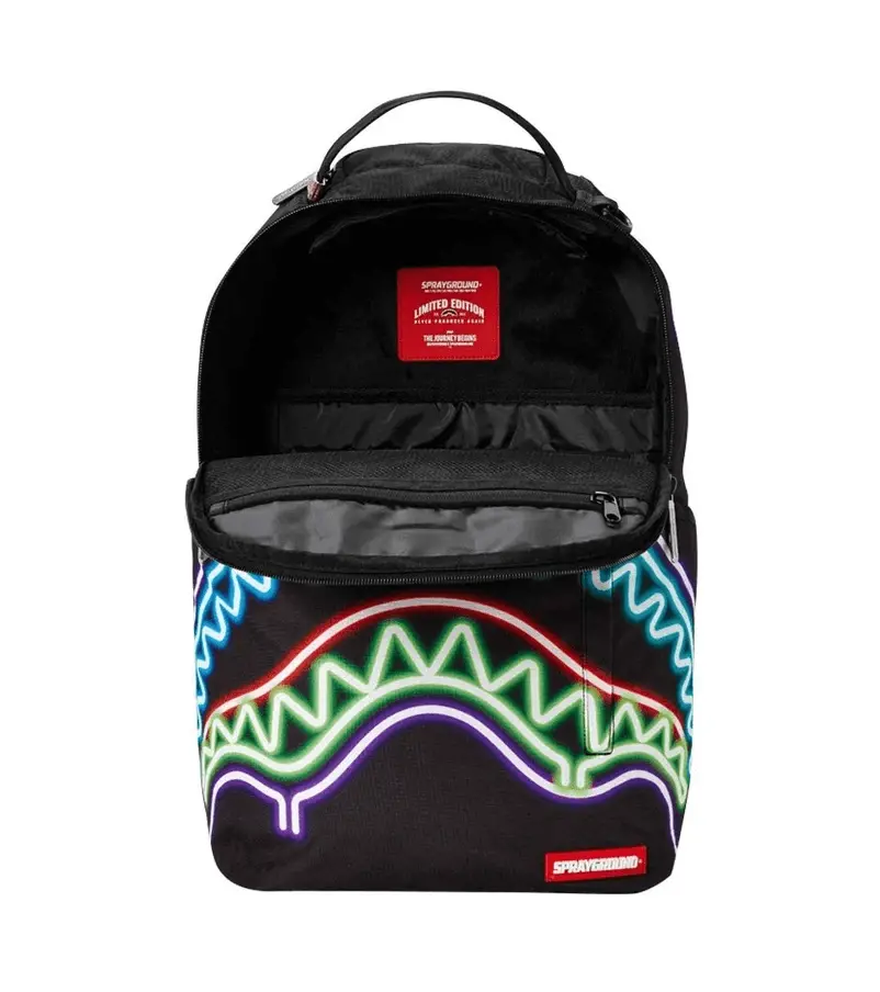 Balo Sprayground Neon Line Printed Shark Black Back Pack B07TXLK65R - Ảnh 3