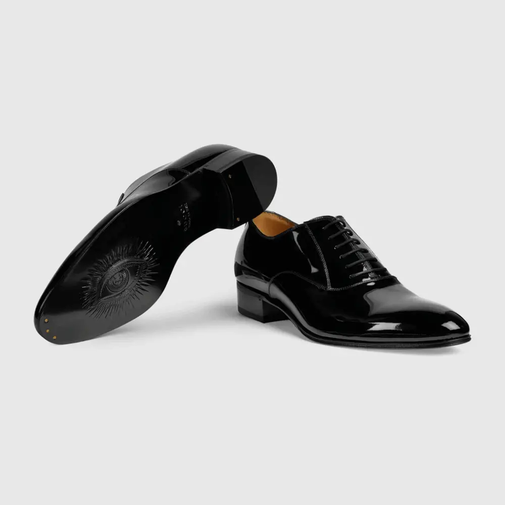 Giày Gucci Men's Lace-up Shoe with Double G 624663-BNC00-1000 - Ảnh 3
