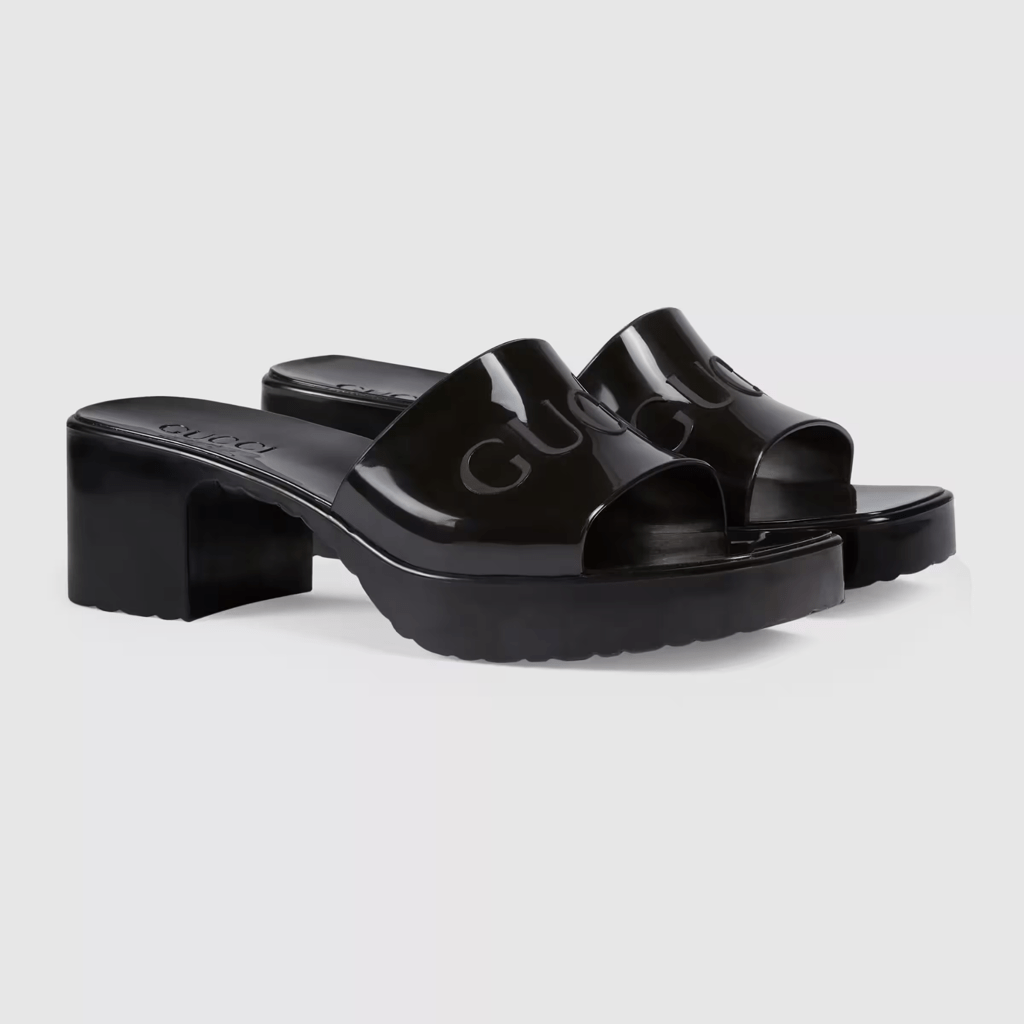 Dép Gucci Womens Rubber Slide Sandal 'Black Rubber' 624730-J8700-1000 - Ảnh 2