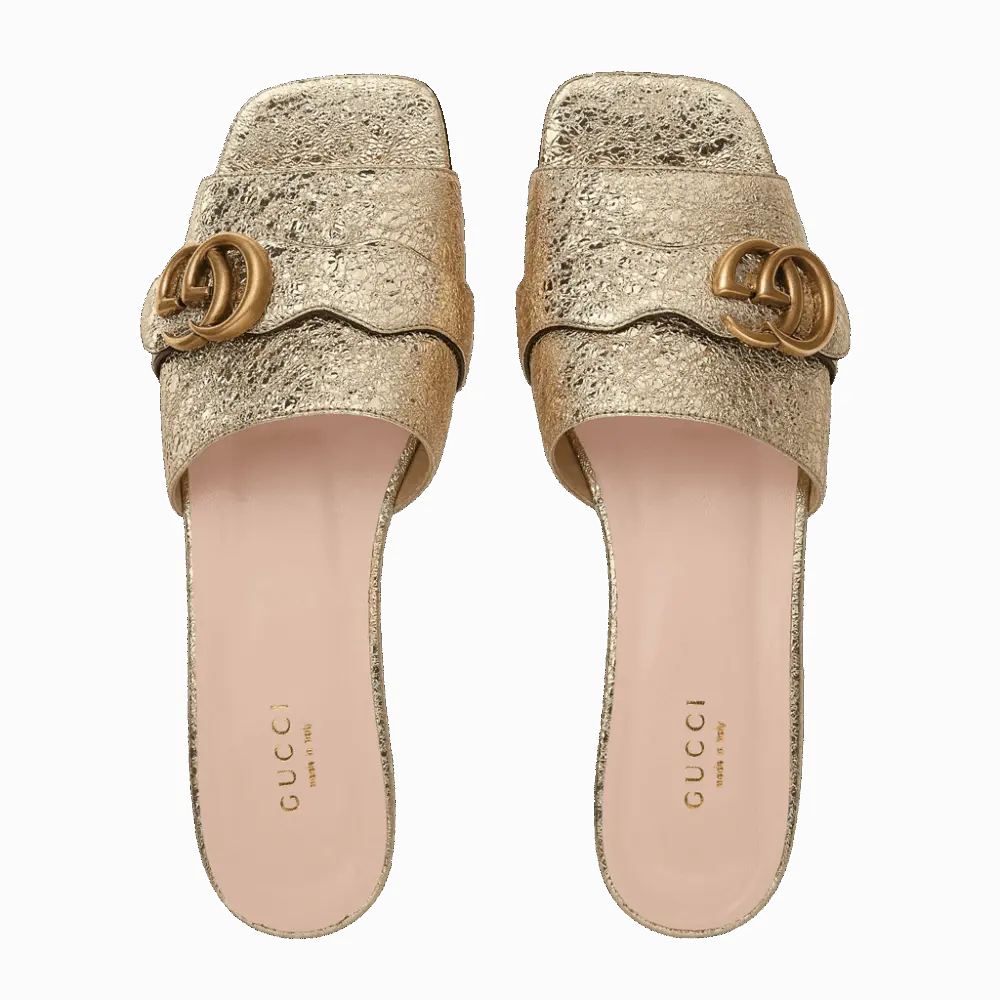 Dép Gucci Women's Slide With Double G Gold 626742-DKT00-7100 - Ảnh 3
