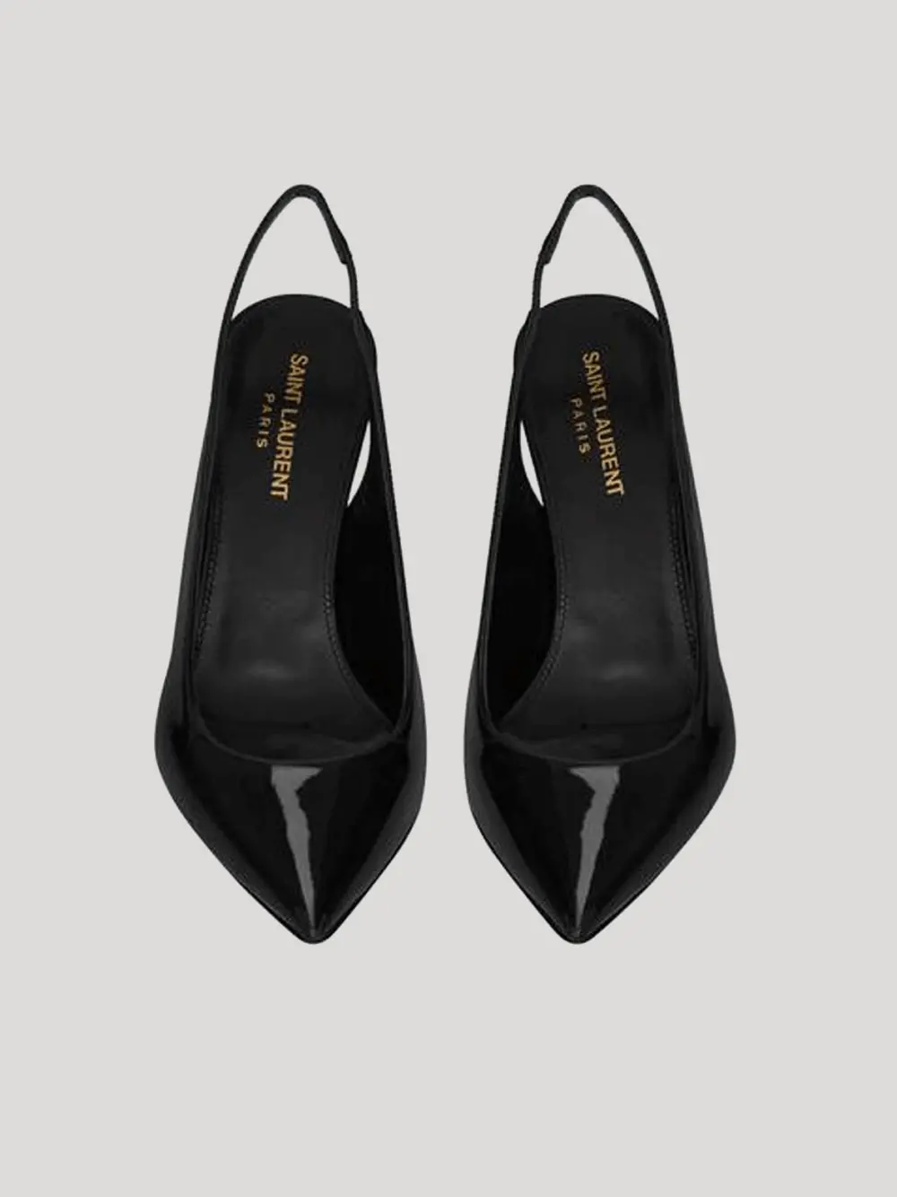 Giày Saint Laurent Opyum Slingback Pumps Patent Leather Gold-Tone Heel 6301080NPKK1000 - Ảnh 2