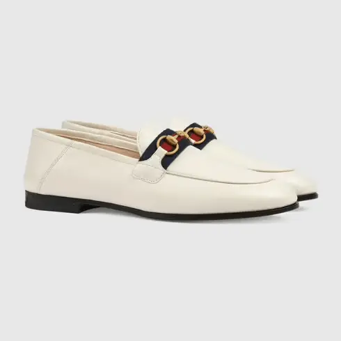 Alternative view of Giày Gucci Women's Loafer With Web In White Leather 631619-CQXM0-9065