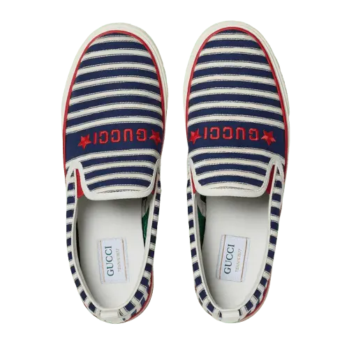 Giày Gucci Nam Slip On Tennis 1977 'Off White And Blue' 6434899ARX04260 - Ảnh 3