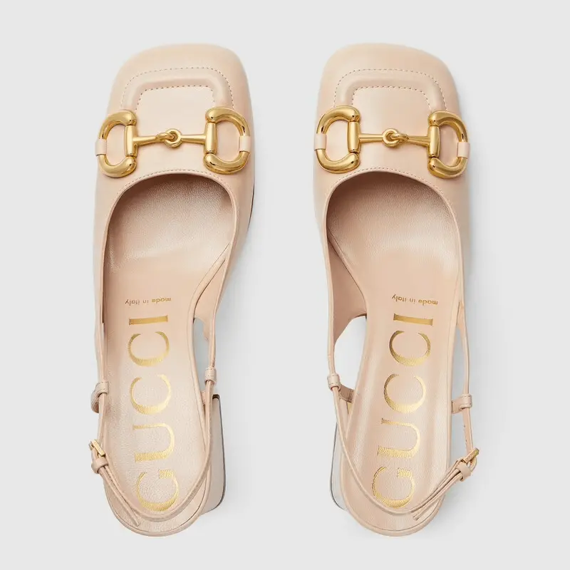 Giày Gucci Women's Mid-heel Slingback with Horsebit 643892-C9D00-6705 - Ảnh 3