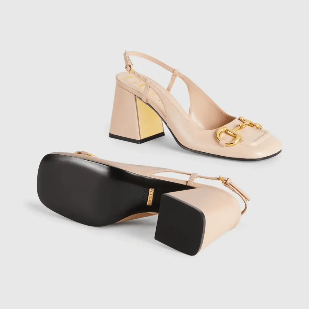 Giày Gucci Women's Mid-heel Slingback with Horsebit 643892-C9D00-6705 - Ảnh 4