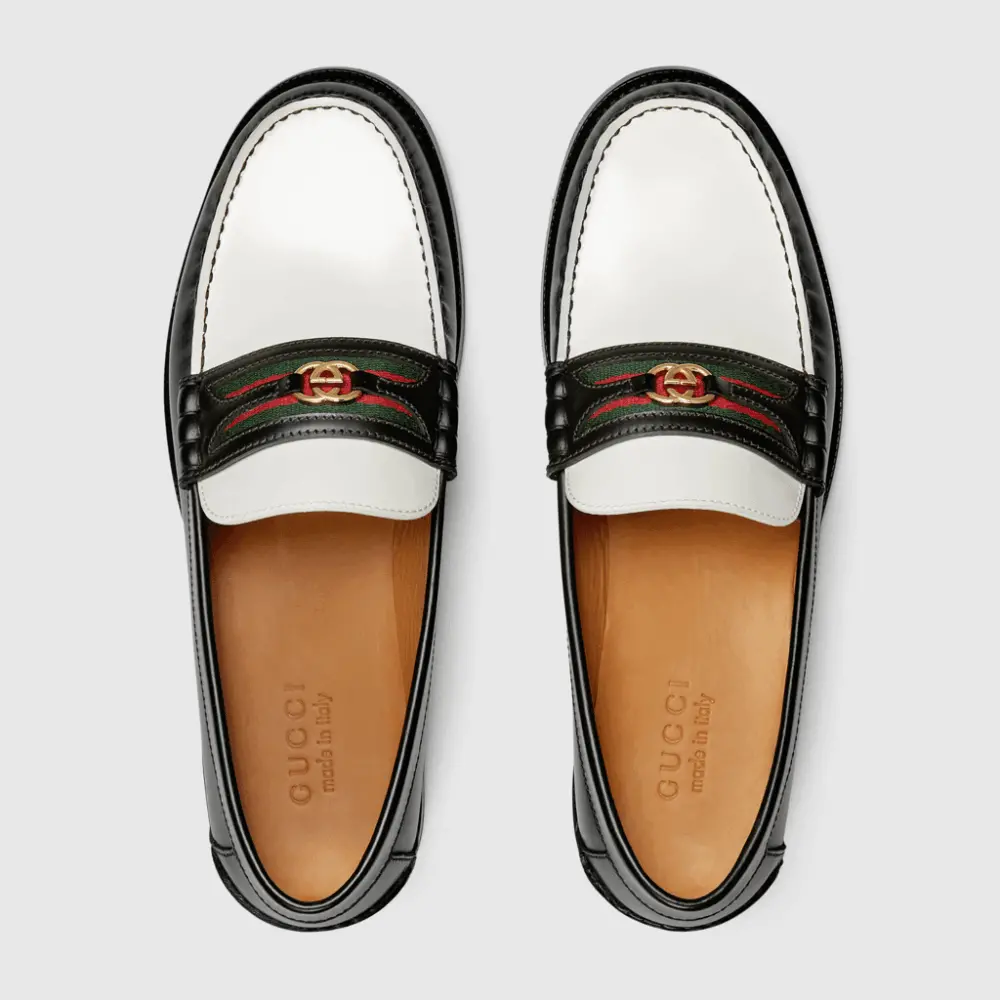 Giày Gucci Loafer Interlocking G 'Black White' 644724-17X20-1079 - Ảnh 3