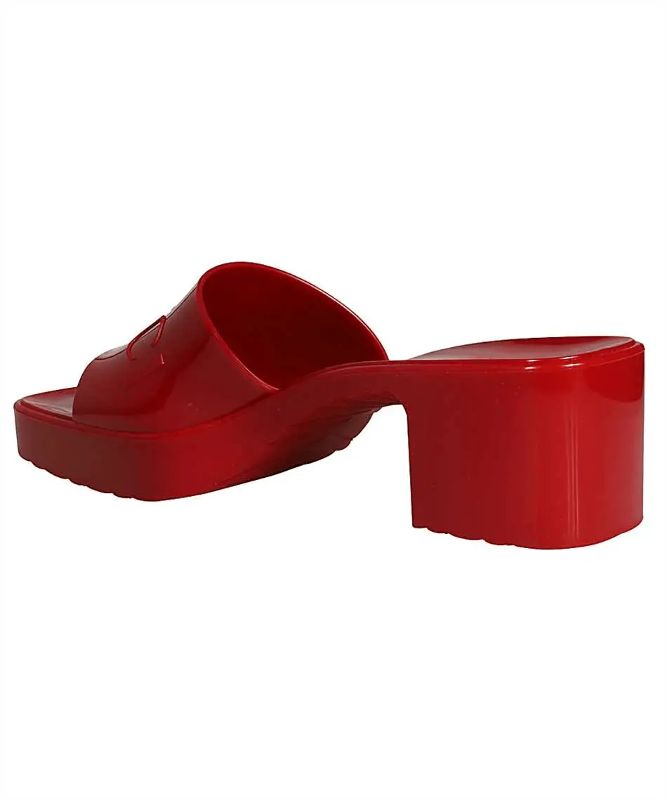 Dép Gucci Rubber Logo Platform Slide Sandal 'Red' 624730-J8700-6433 - Ảnh 4