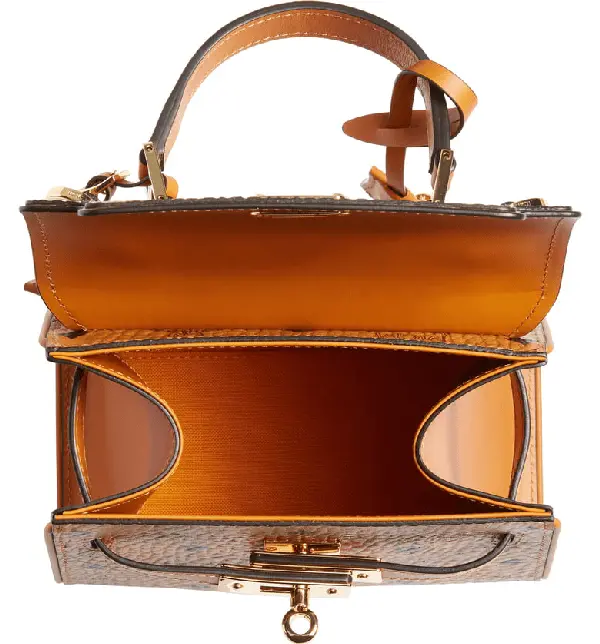 Túi MCM Mini Heritage Visetos Coated Canvas Satchel In Brown MWE6AVI63CO001 - Ảnh 4