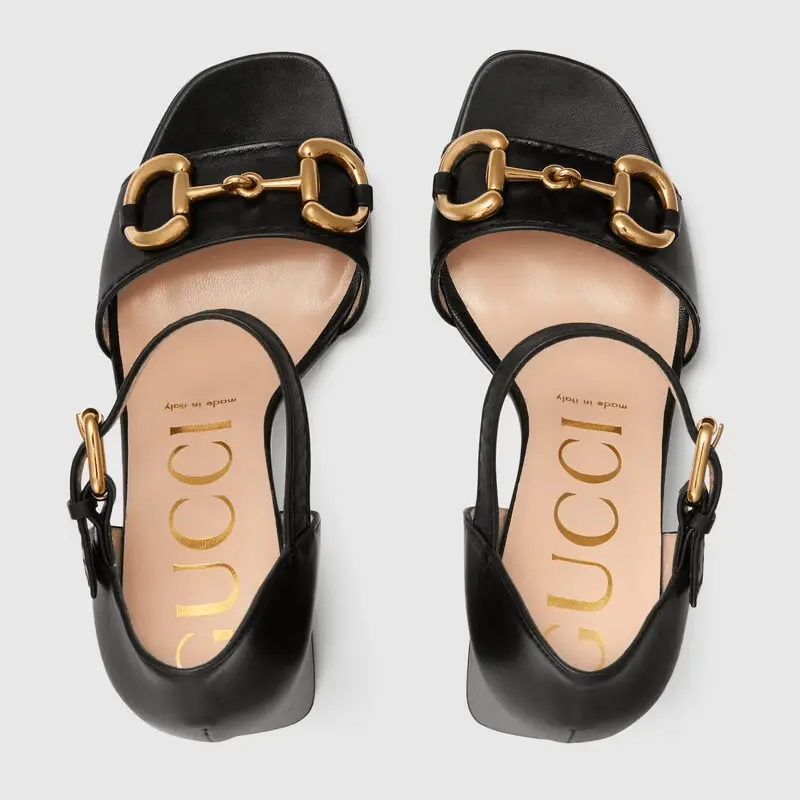 Giày Gucci Women's Sandal with Horsebit 655411-BKO00-1000 - Ảnh 4