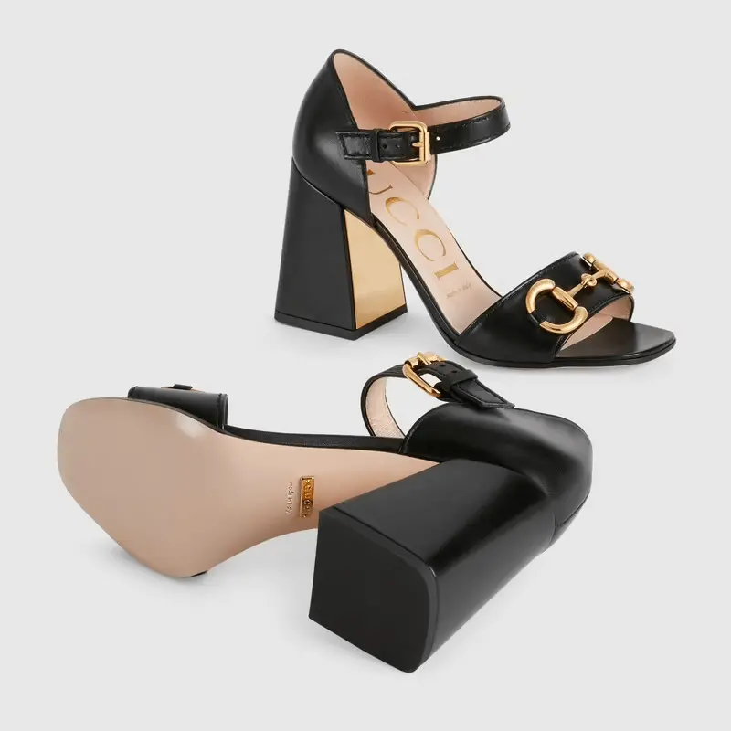 Giày Gucci Women's Sandal with Horsebit 655411-BKO00-1000 - Ảnh 3