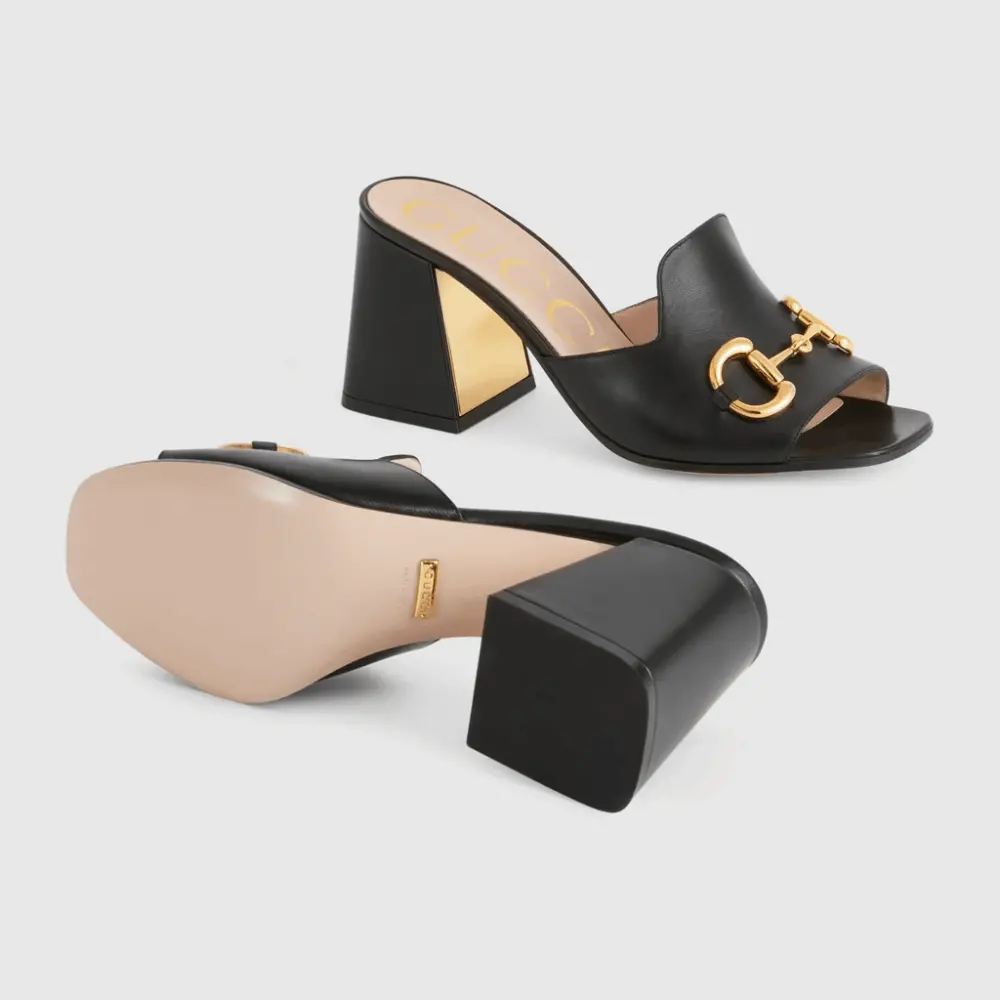 Giày Gucci Women's Slide Sandal with Horsebit 655412-BKO00-1000 - Ảnh 3