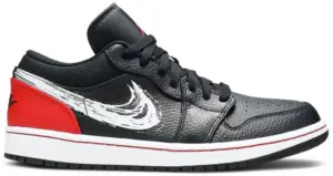 Giày Nike Air Jordan 1 Low 'Brushstroke Swoosh Black Red' DA4659-001