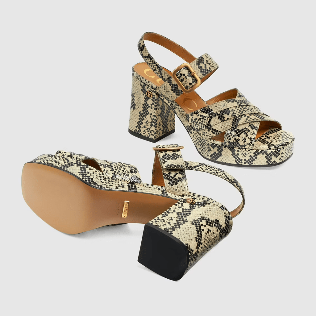 Giày Gucci Women's Python Print Sandal 656383-19Y00-9719 - Ảnh 4