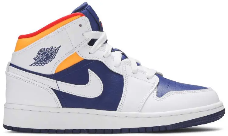 Giày Nike Air Jordan 1 Mid GS 'White Deep Royal Blue' 554725-131