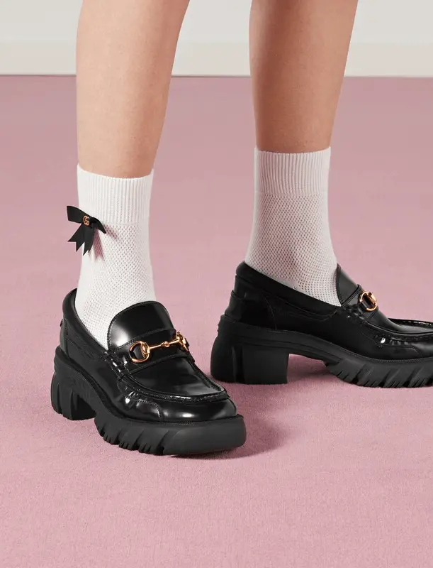 Giày Gucci Women's Loafer With Horsebit Black Leather 656869-DKSD0-1000 - Ảnh 3