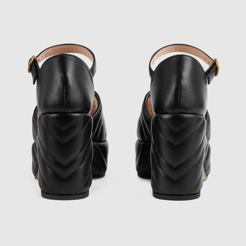 Giày Gucci Women's Matelassé Platform Sandal 658677-BKO60-1000 - Ảnh 4