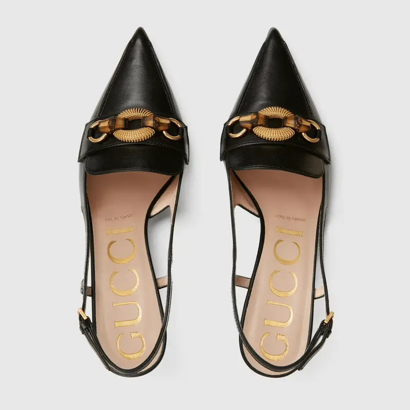 Giày Gucci Women's Pump with Bamboo Horsebit 658818-C9D00-1000 - Ảnh 3
