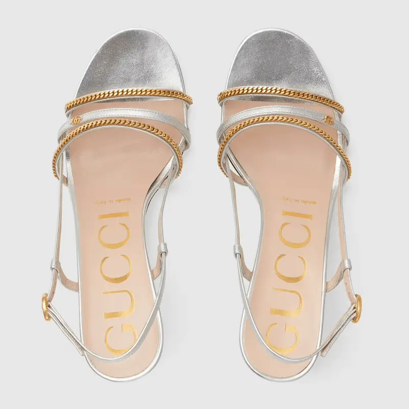 Giày Gucci Women's Sandal with Chains 659196-B8B00-8106 - Ảnh 3