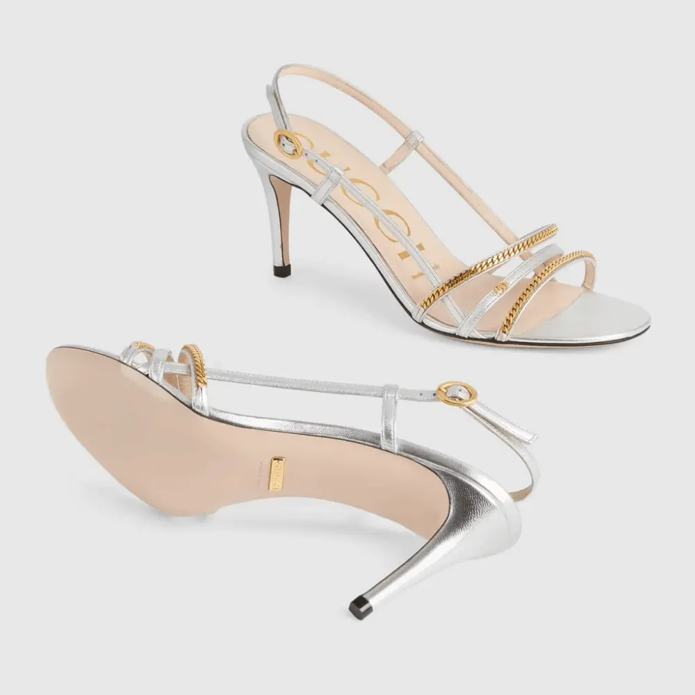 Giày Gucci Women's Sandal with Chains 659196-B8B00-8106 - Ảnh 4