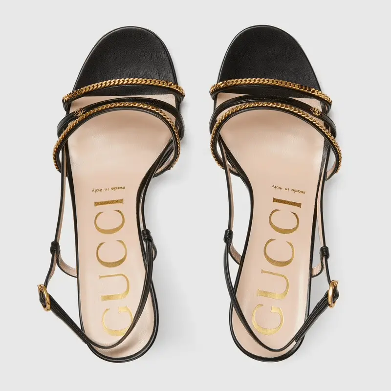 Giày Gucci Women's Sandal with Chains 659196-C9D00-1000 - Ảnh 4