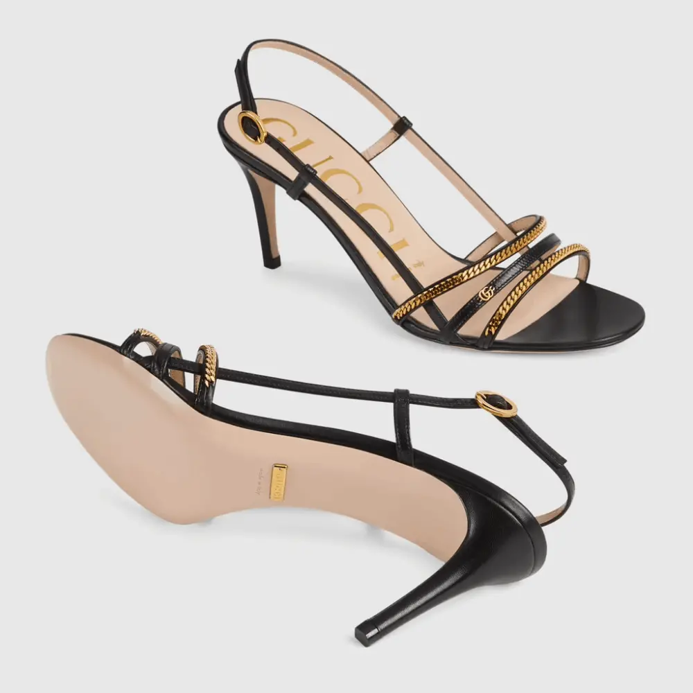 Giày Gucci Women's Sandal with Chains 659196-C9D00-1000 - Ảnh 3