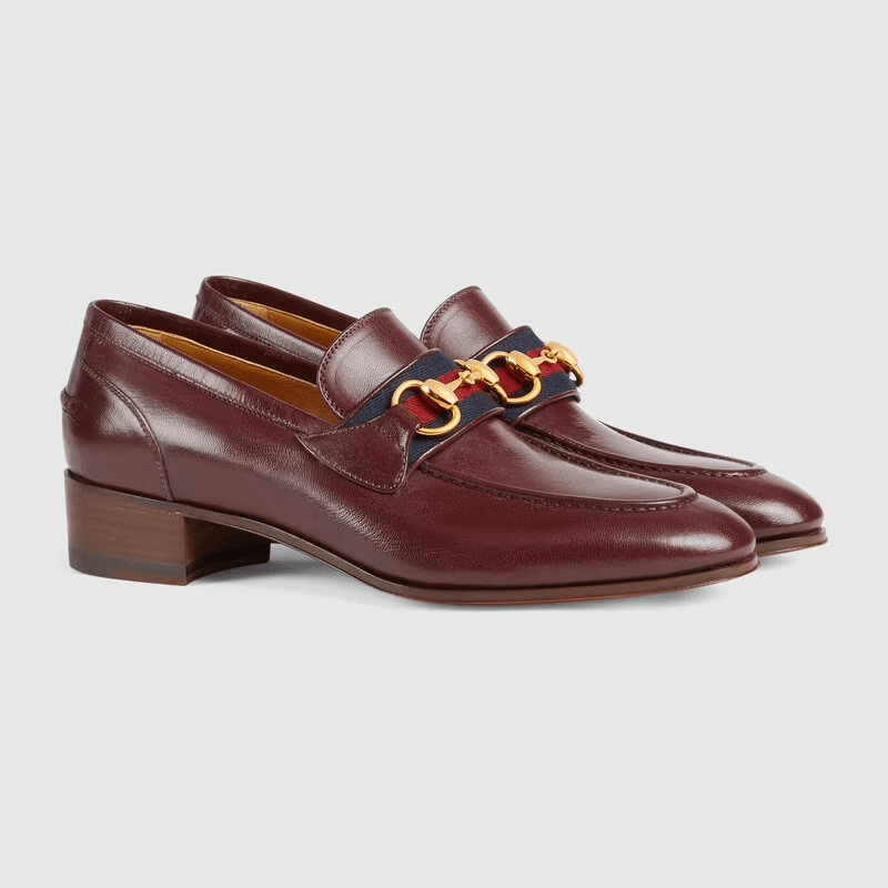 Giày Gucci Loafer With Horsebit And Web Deep Red 660819-0G0P0-6160 - Ảnh 2