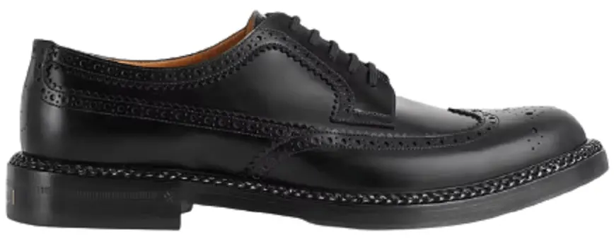 Giày Gucci Men's Lace-up Shoe with Brogue Details 669830-0GQ00-1000
