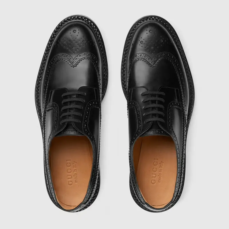 Giày Gucci Men's Lace-up Shoe with Brogue Details 669830-0GQ00-1000 - Ảnh 4