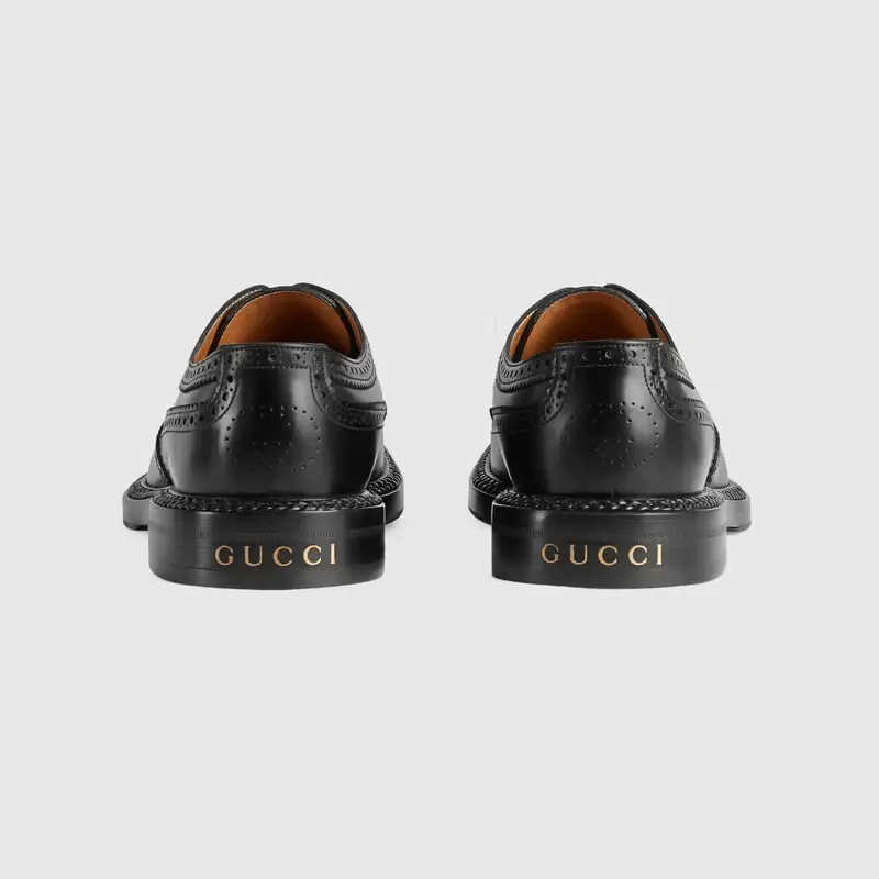 Giày Gucci Men's Lace-up Shoe with Brogue Details 669830-0GQ00-1000 - Ảnh 5