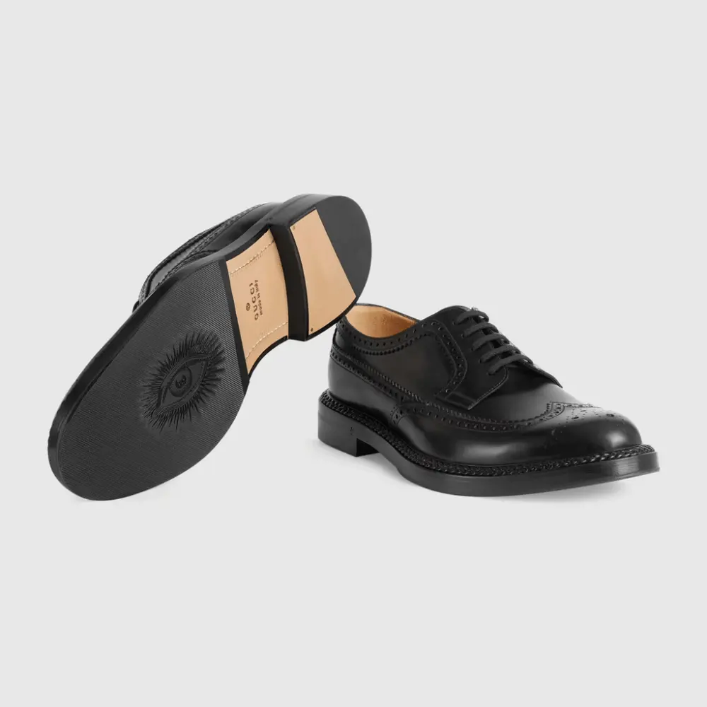 Giày Gucci Men's Lace-up Shoe with Brogue Details 669830-0GQ00-1000 - Ảnh 3