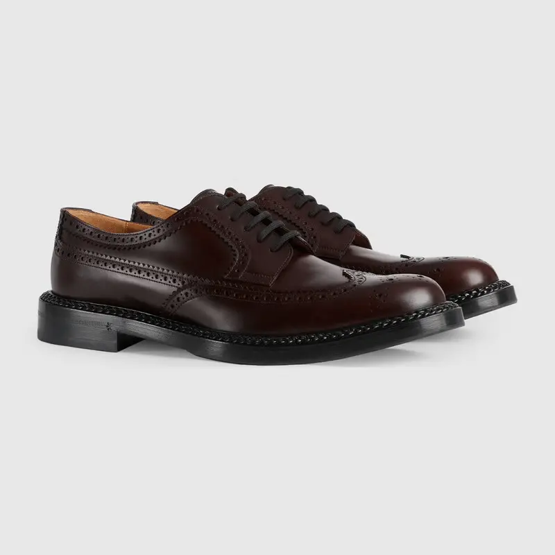 Giày Gucci Men's Lace-up Shoe with Brogue Details 669830-0GQ00-6004 - Ảnh 5