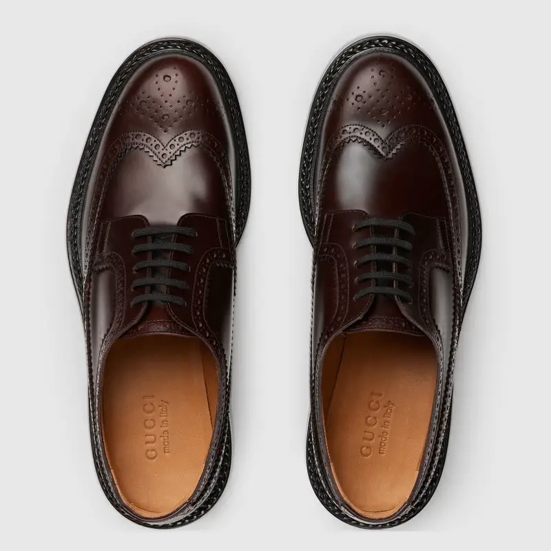 Giày Gucci Men's Lace-up Shoe with Brogue Details 669830-0GQ00-6004 - Ảnh 3
