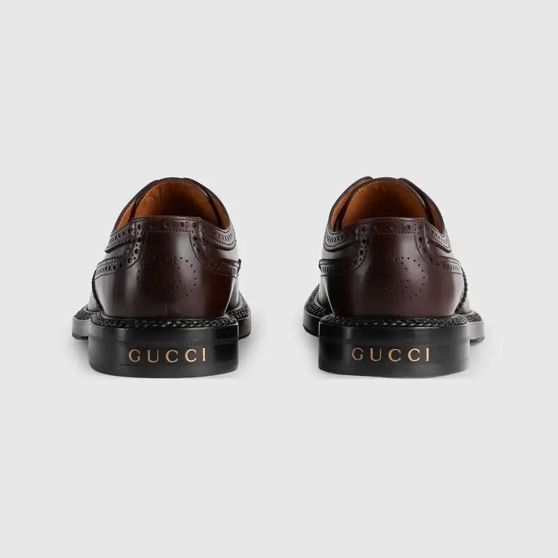 Giày Gucci Men's Lace-up Shoe with Brogue Details 669830-0GQ00-6004 - Ảnh 4