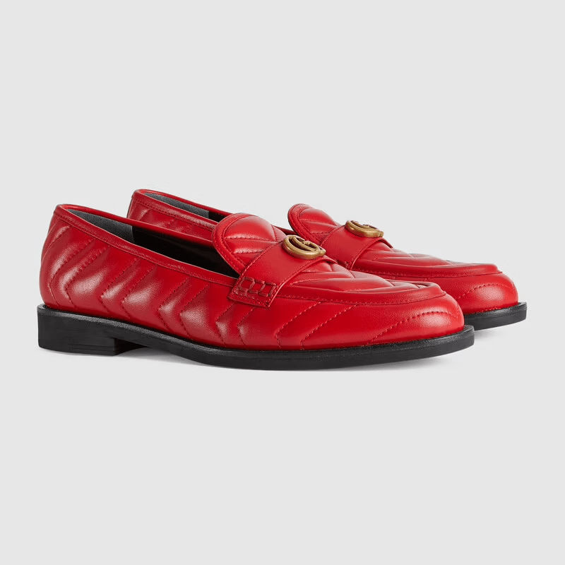 Giày Gucci Women's Loafer With Double G Red Leather 670399-BKO60-6549 - Ảnh 2