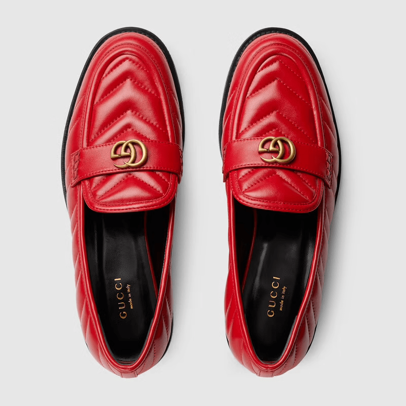 Giày Gucci Women's Loafer With Double G Red Leather 670399-BKO60-6549 - Ảnh 3