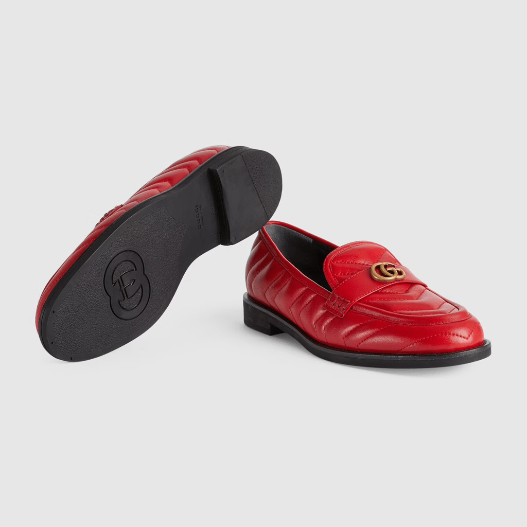 Giày Gucci Women's Loafer With Double G Red Leather 670399-BKO60-6549 - Ảnh 4