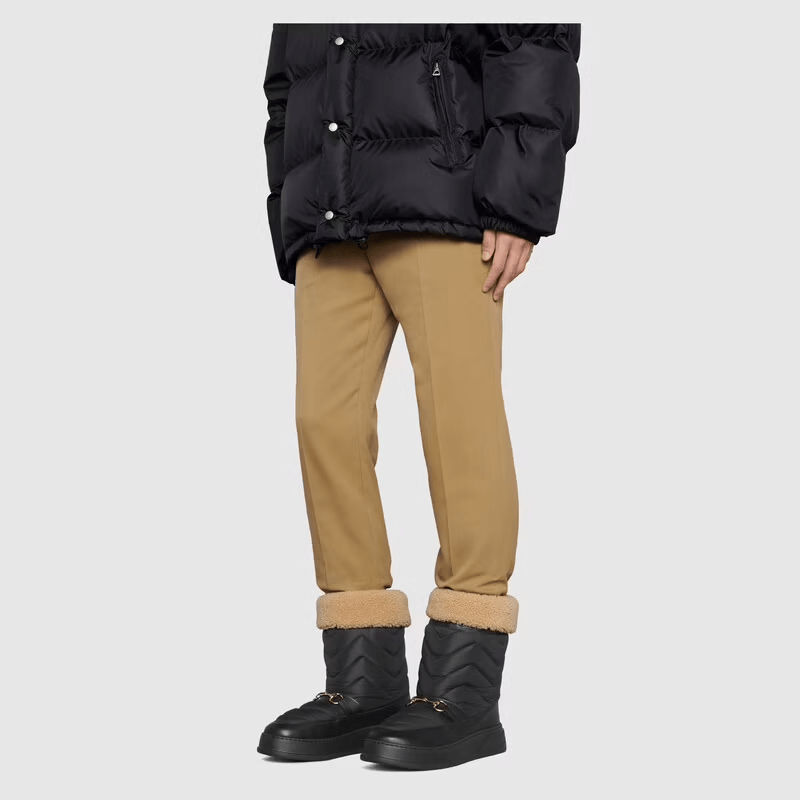 Giày Gucci Chevron Boot With Horsebit Black Leather Trim 673124-UFR20-1061 - Ảnh 5