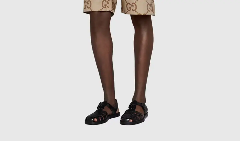 Alternative view of Dép Gucci Sandal With Double G 'Black' 674132-JFM00-1000