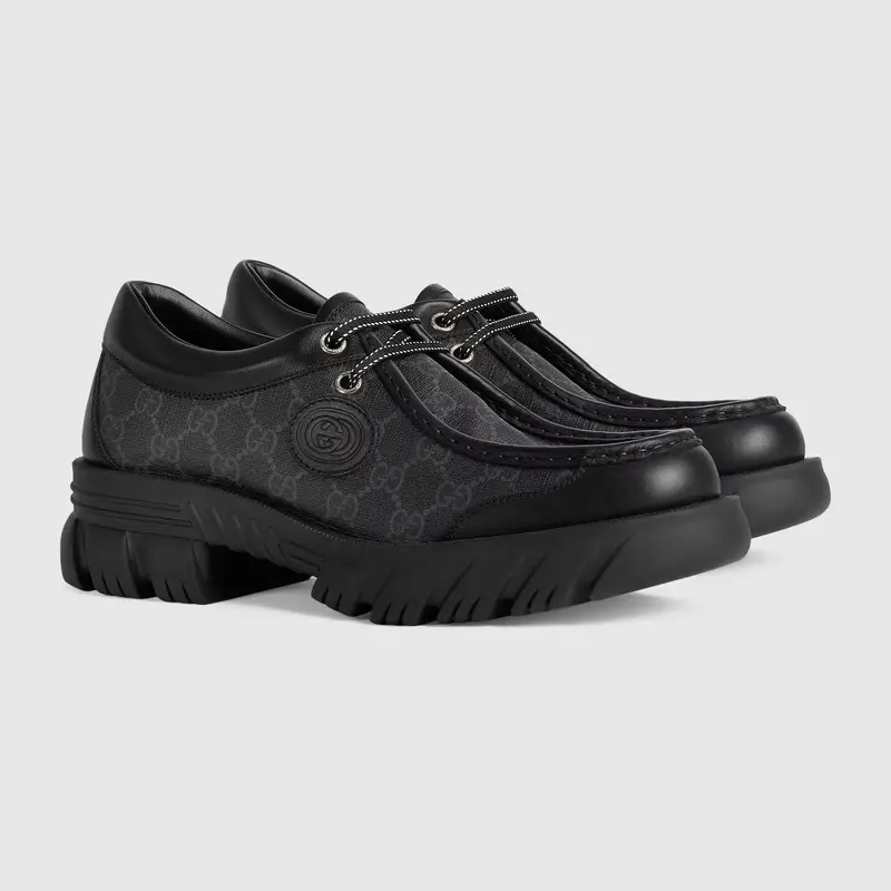 Alternative view of Giày Gucci Men's Lace-up with Interlocking G 674367-96GD0-1000